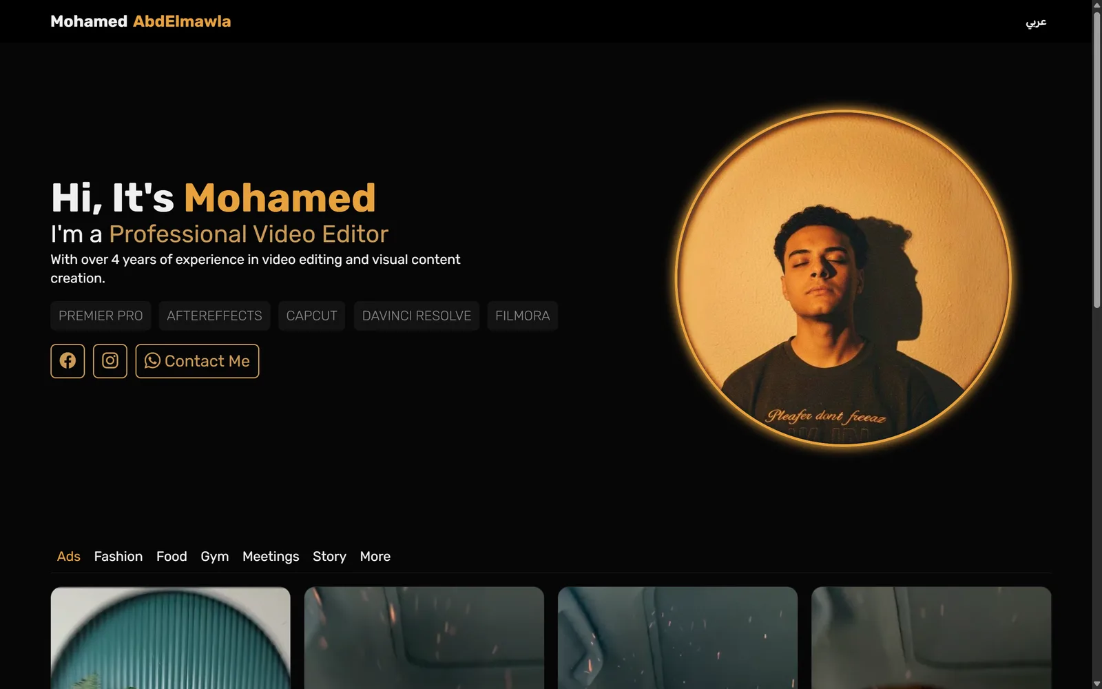 Screenshot of the Abdelmawla Portfolio website